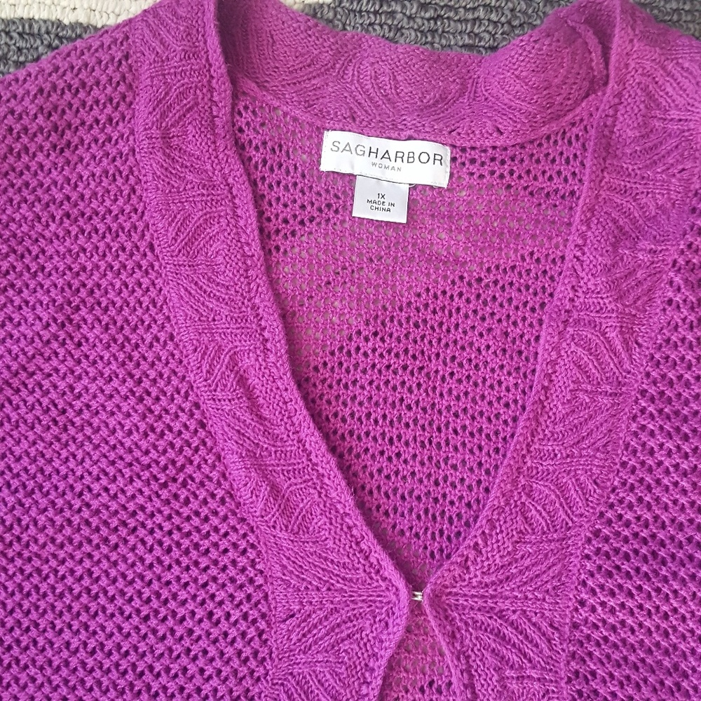 Pretty magenta crocheted cover up. 1X